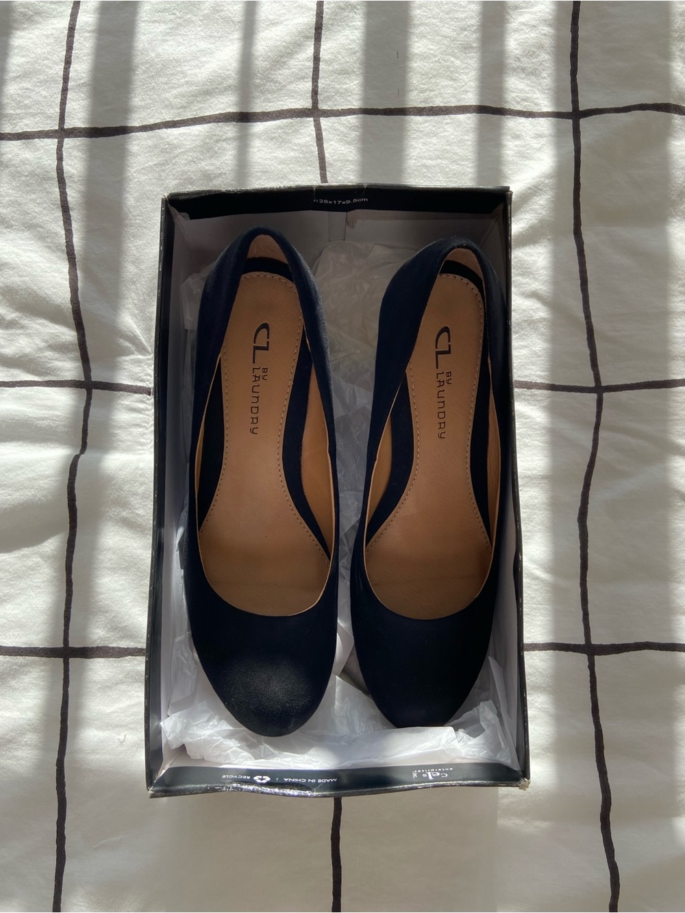 CL by Laundry Black Round-Toe Wedge Heels
